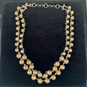 Banana Republic Gold Tone Double-Strand Necklace with Textured Circular Elements